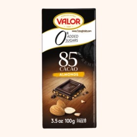 شکلات-تلخ-85-والور-بدون-گلوتن-و-بدون-شکر-با-مغز-بادام-و-حاوی-استویا-100-گرمی
